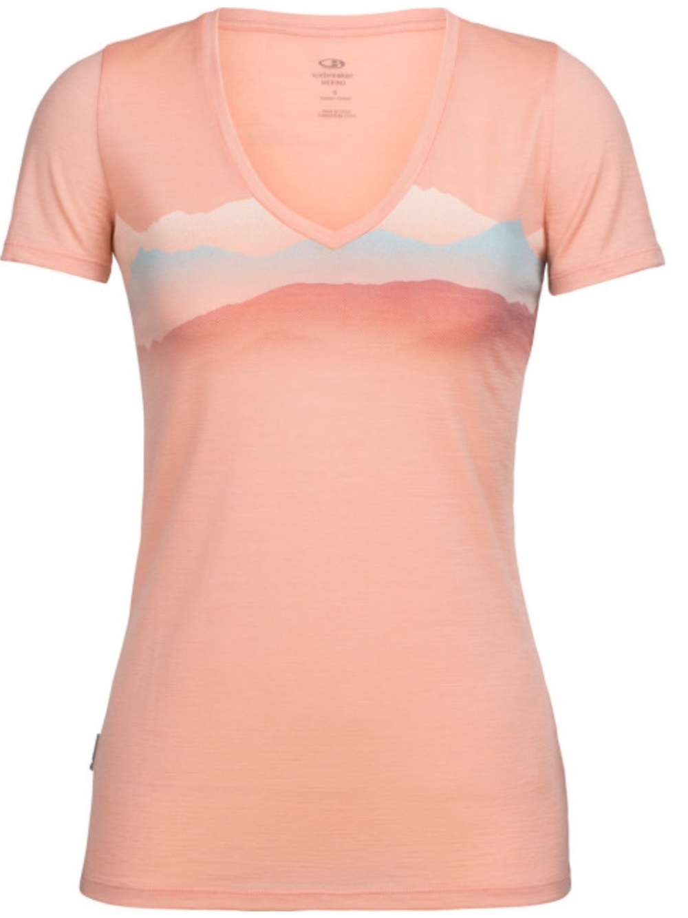 Icebreaker Misty Horizon V-Neck Tee with Mountain Graphic